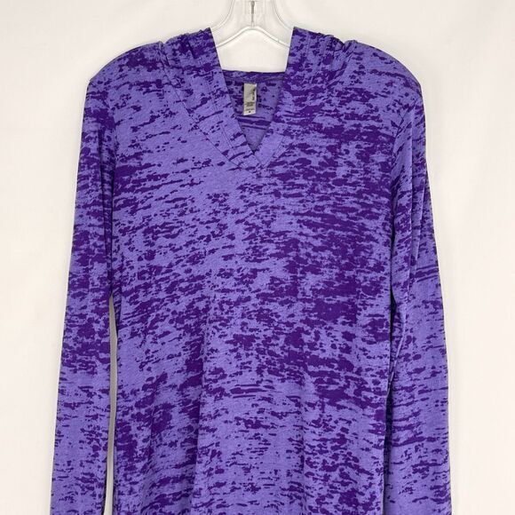 Women's Lightweight Burnout Hoodie Next Level Chic Soft Fabric Purple Size M - Picture 6 of 16
